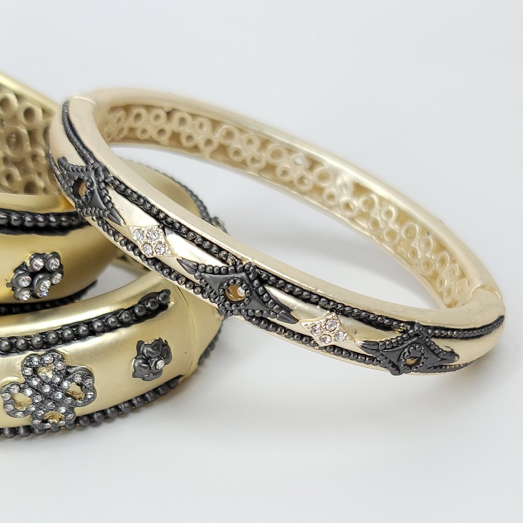 Nwt Art Deco Pave Cz Hinged Magnetic Cuff Bangle